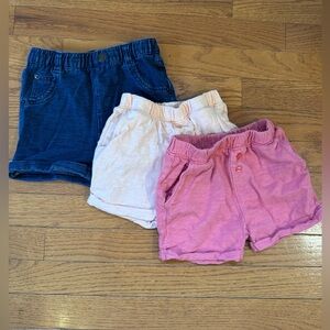 18m Shorts Trio - Denim, Coral, and Light Pink